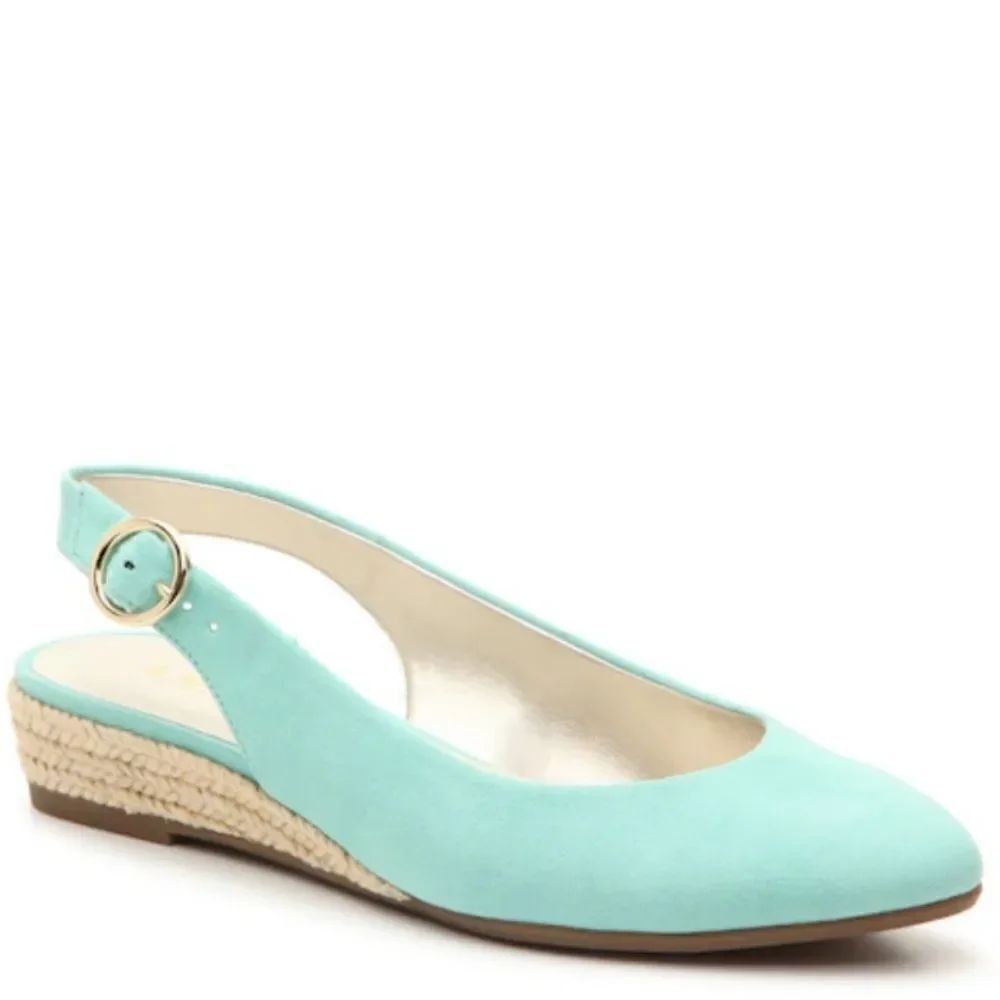 BRAND NEW ANNE KLEIN ESPADRILLE WEDGE SUEDE FLAT PUMP